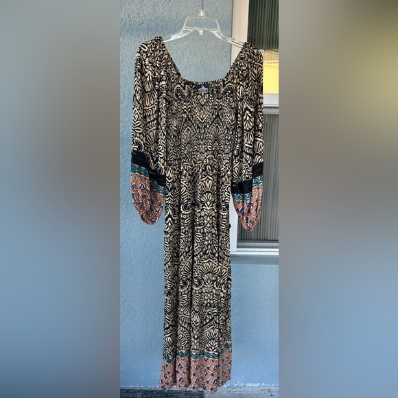 Angie Dresses & Skirts - Angie Smocked Balloon Sleeves Boho Gypsy Festival Tiered Maxi Dress Size L
